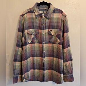 True Grit Mens Cotton Plaid Flannel Shirt Size Medium